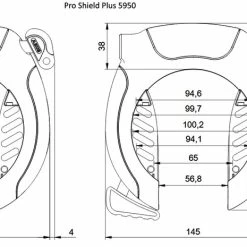 Abus Pro Shield Plus 5950 NR + 6KS + ST5950 Kit Antivol Pour Cadre -Antivol à chaine Soldes Boutique Abus technical drawing Pro Shield Plus 5950 3